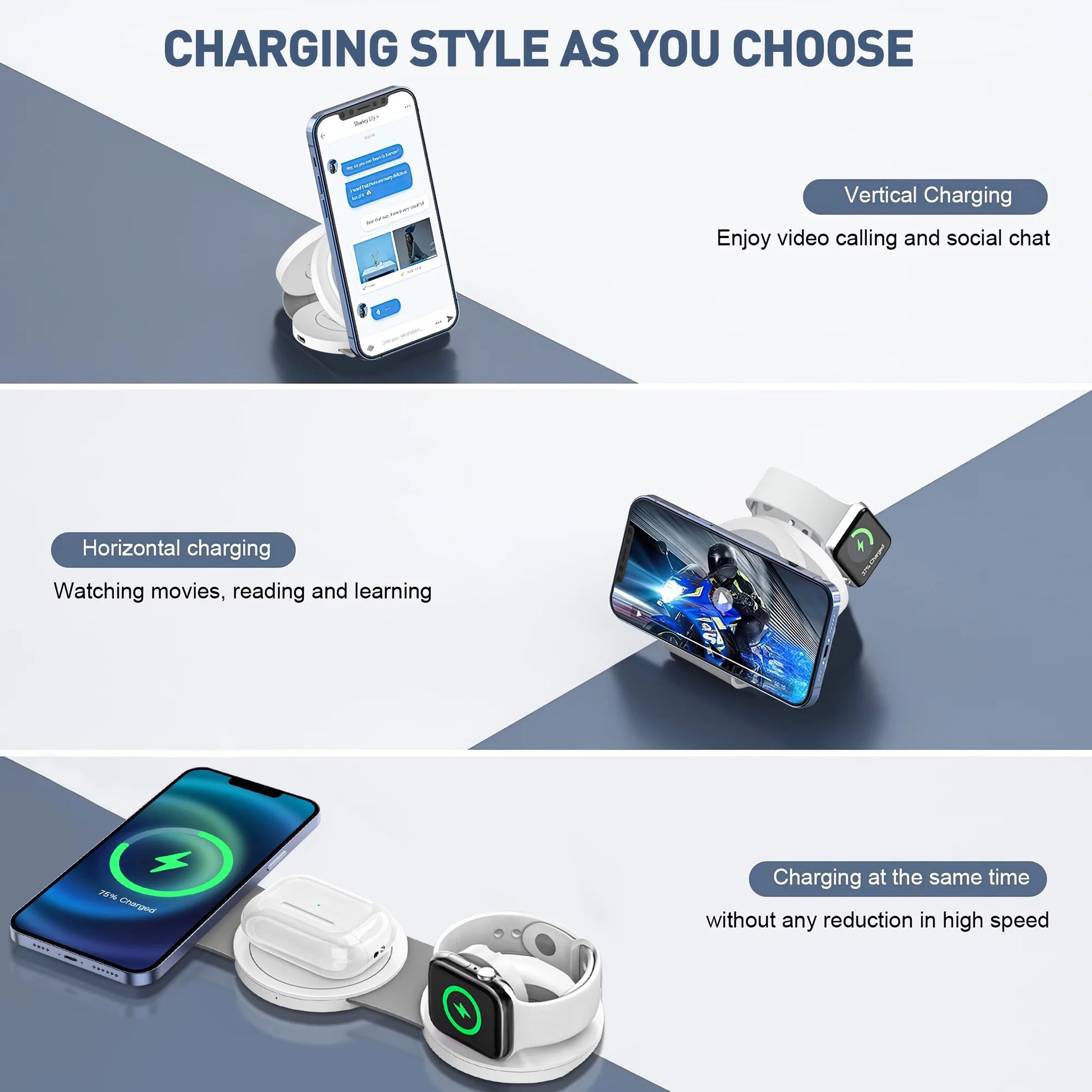 "✨ Charge Up in Style! 🔋 3-in-1 Magnetic Wireless Charger for iPhone 15/14/13/12 Pro Max, AirPods, and Apple Watch! 🚀 #Apple #WirelessCharging #TechEssentials"