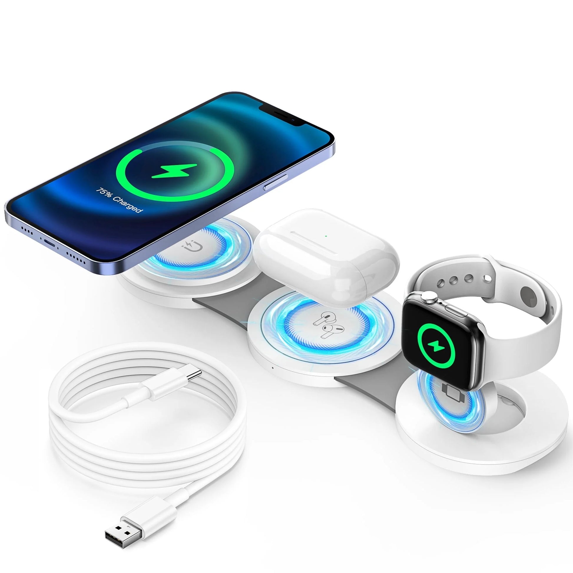 "✨ Charge Up in Style! 🔋 3-in-1 Magnetic Wireless Charger for iPhone 15/14/13/12 Pro Max, AirPods, and Apple Watch! 🚀 #Apple #WirelessCharging #TechEssentials"